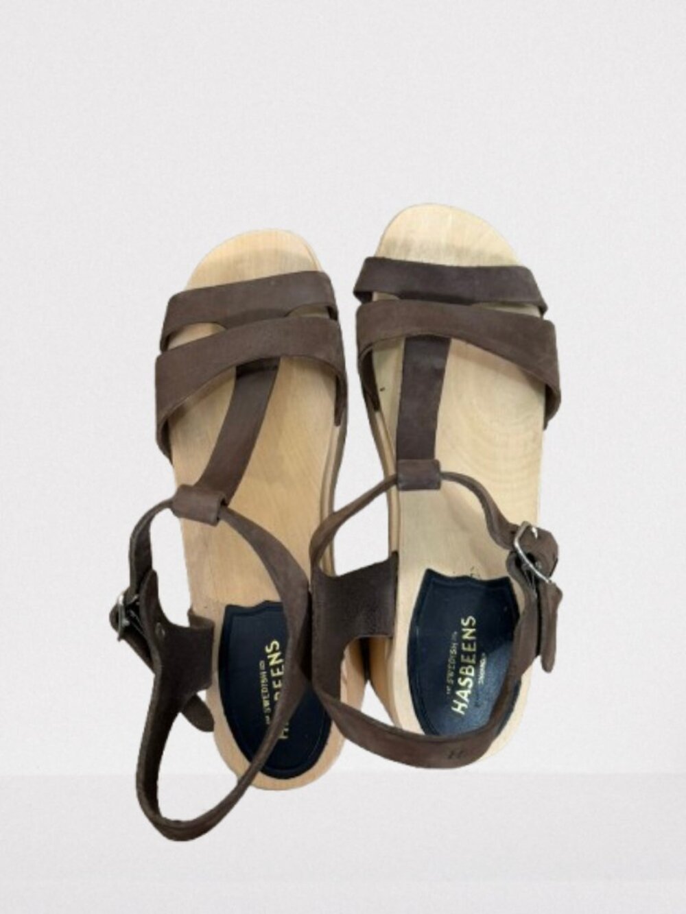 Swedish Hasbeens Brown Birgit Leather Clog Sandals Size EU 39/US 9 - Picture 5 of 11
